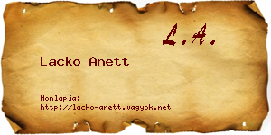 Lacko Anett névjegykártya